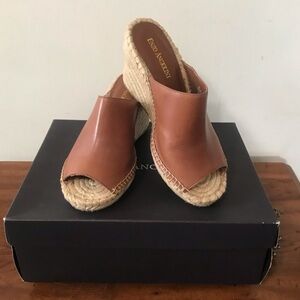 ✔️Enzo Angiolini Women's Brown Leather Wedge Sandals 🍷